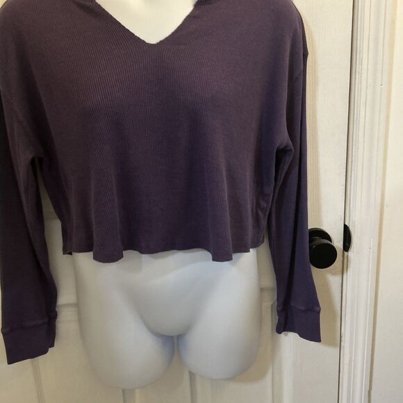 Wild Fable Women’s XL Purple Cropped Waffle Knit Thermal Long Sleeve Top NWT - Picture 10 of 16